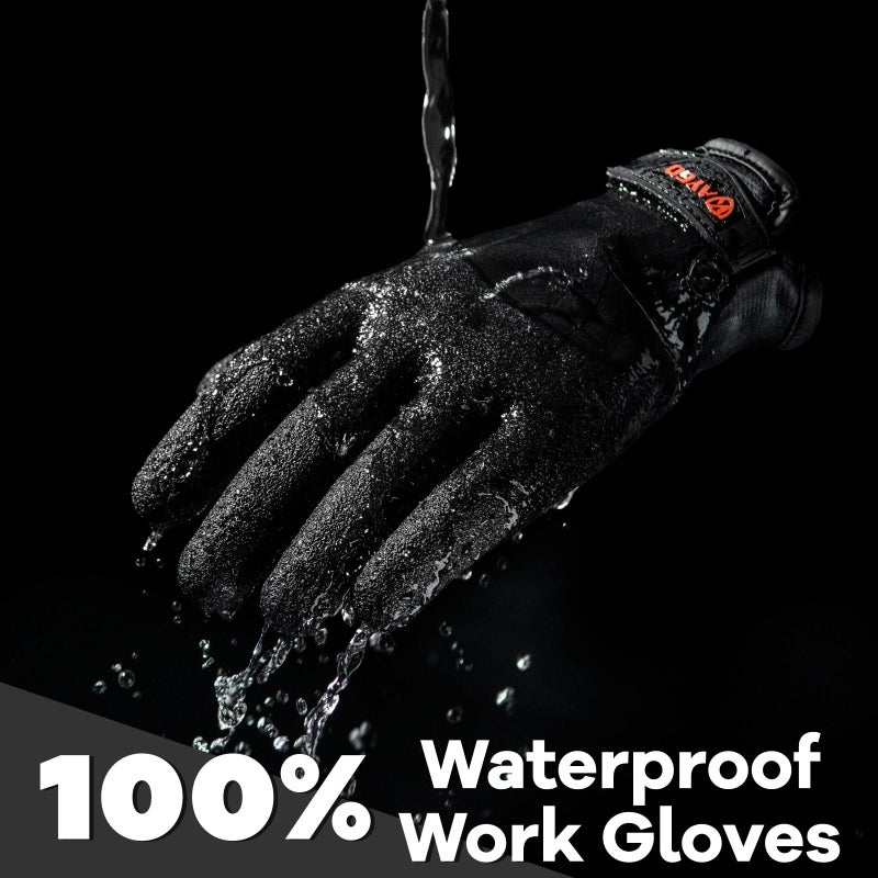 KAYGO Winter Waterproof Thermal Work Gloves for Men and Women, Full Hand Latex Coated, Acrylic Insulated Liner for Freezer Cold Weather, Fine Crinkle Grip,KG140W,Black,M - Image 3
